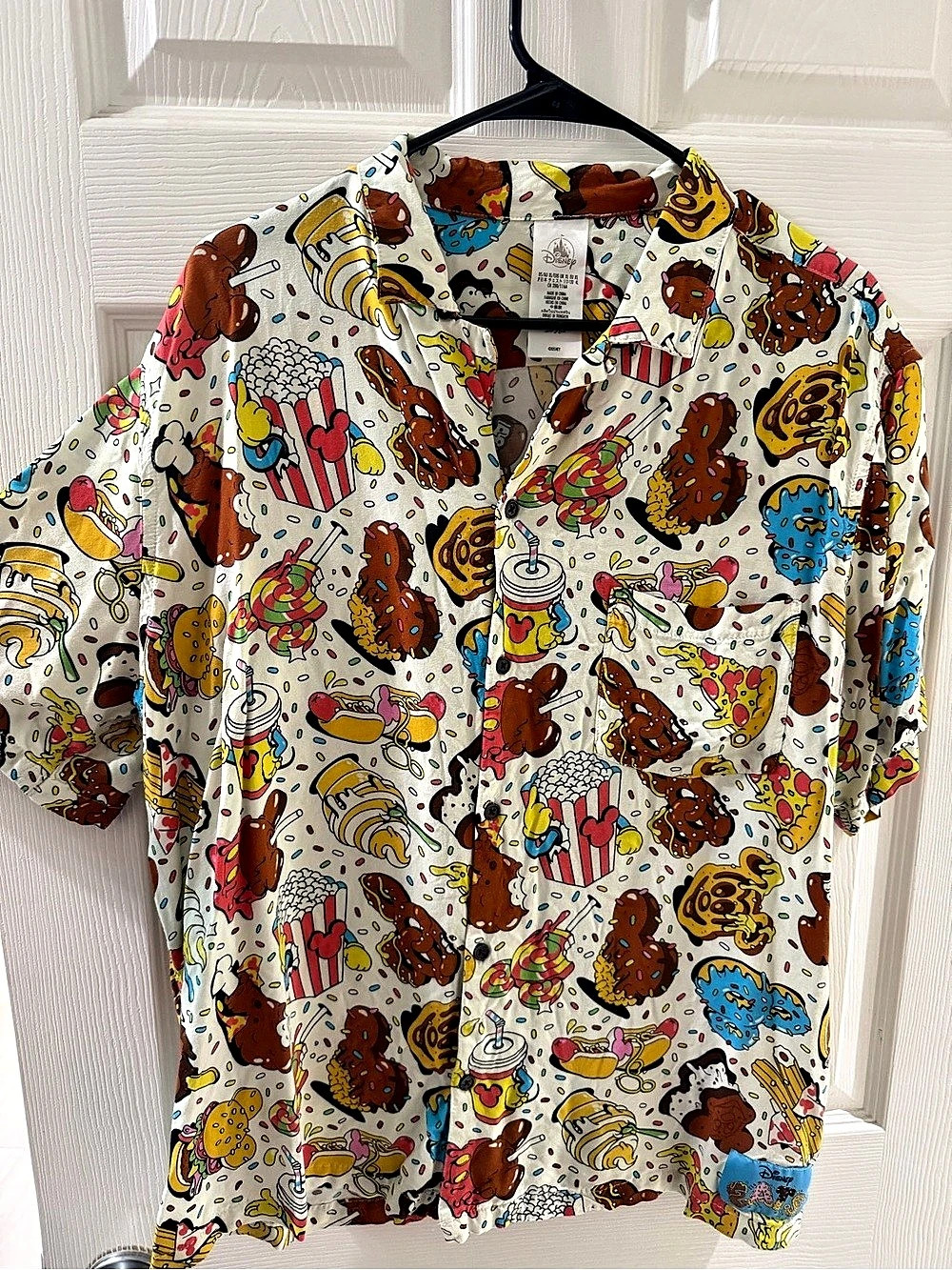 Disney Eats Woven Shirt Casual Button Down White & Multicolor XL